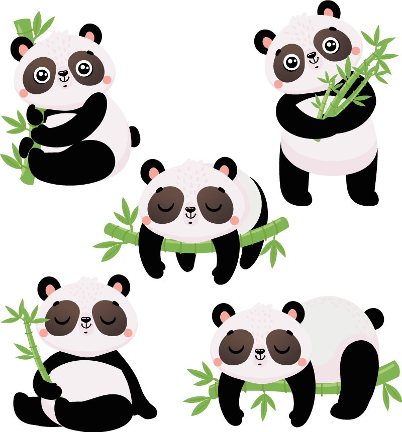Zvířecí vinylový koberec s roztomilými pandami - TenStickers