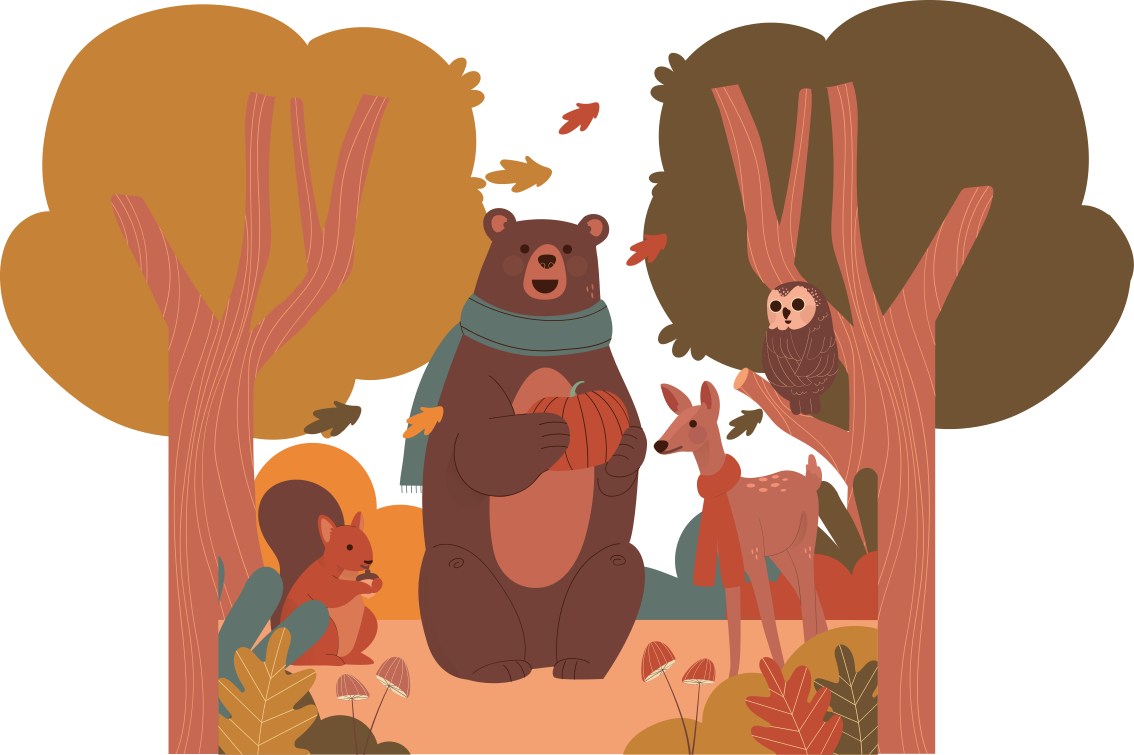 Zvířecí vinylový koberec lesní tvory na podzim - TenStickers