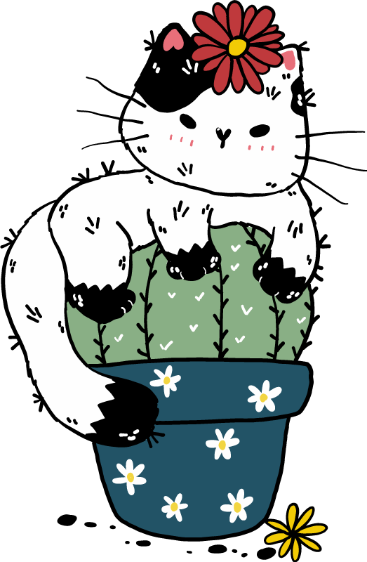 Zvířecí vinylový koberec hravá kočka s kaktusem - TenStickers