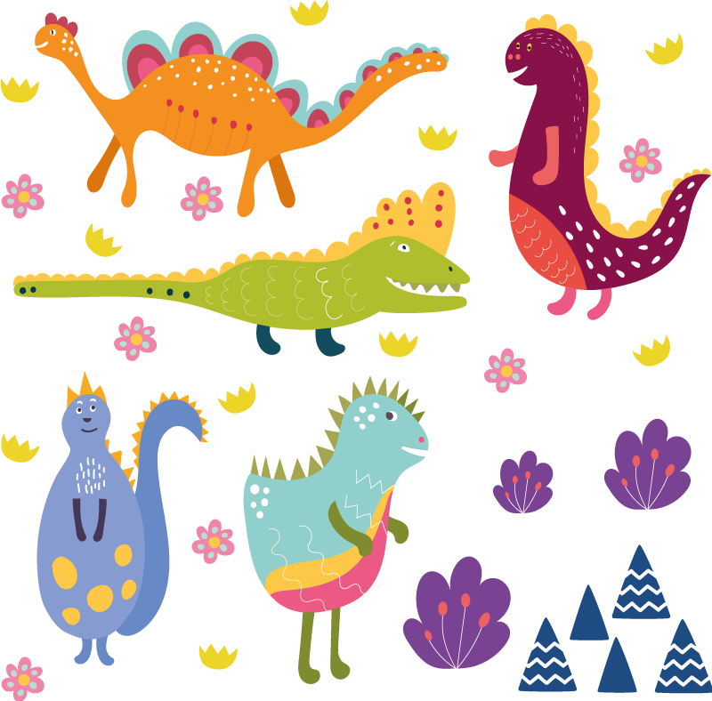 Zvířecí vinylový koberec barevní dinosauří postavy - TenStickers
