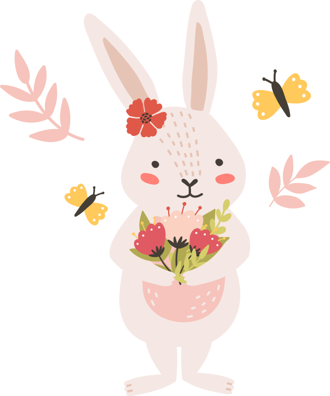 Zvířecí vinylový koberec s roztomilým králíkem - TenStickers