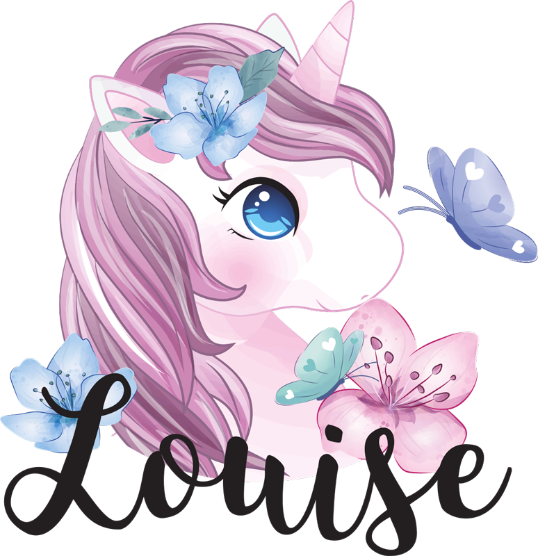 Zvířecí vinylový koberec jednorožec s motýlem - TenStickers