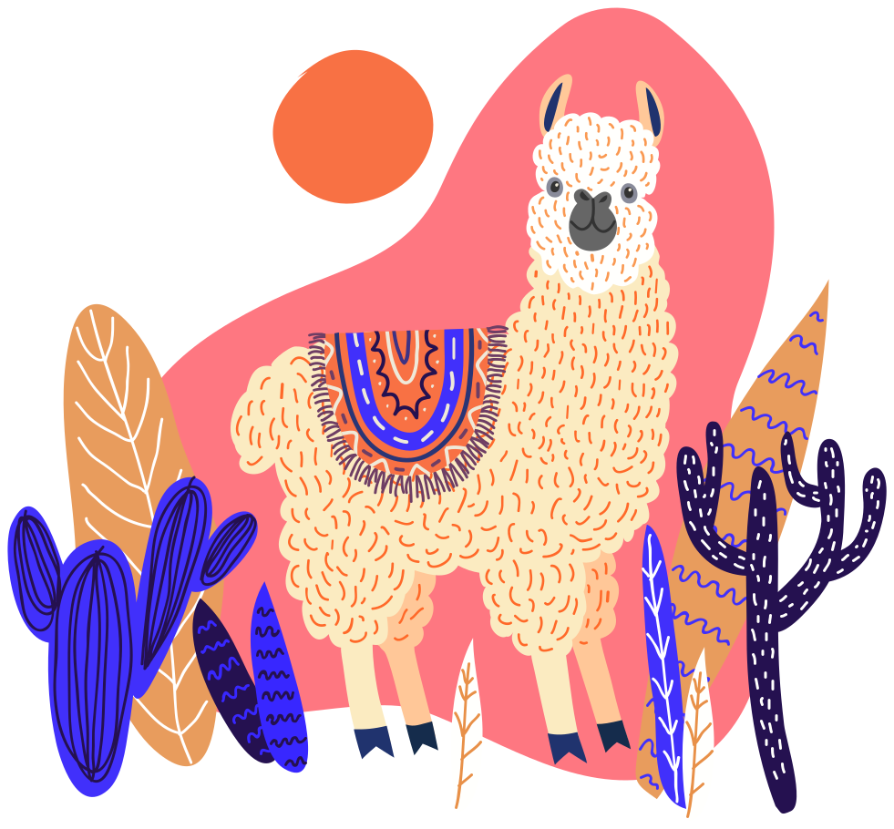 Zvířecí vinylový koberec s lamou a kaktusem - TenStickers