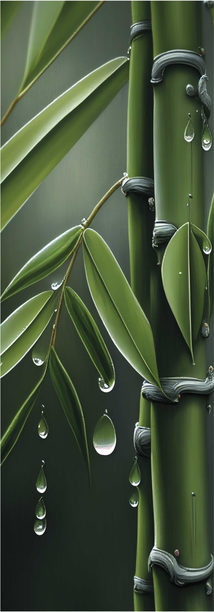 Vinylový koberec s květinami a rostlinami bambus s kapkami - TenStickers