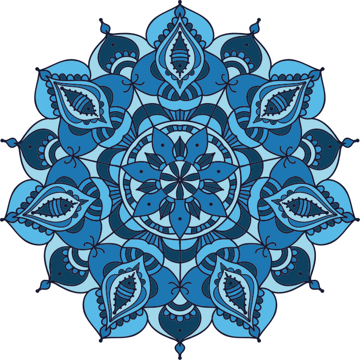 Vinylový koberec s květinami a rostlinami mandala v modré - TenStickers