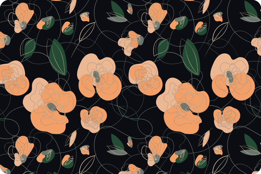 Vinylový koberec s květinami a rostlinami v tmavém vzoru - TenStickers