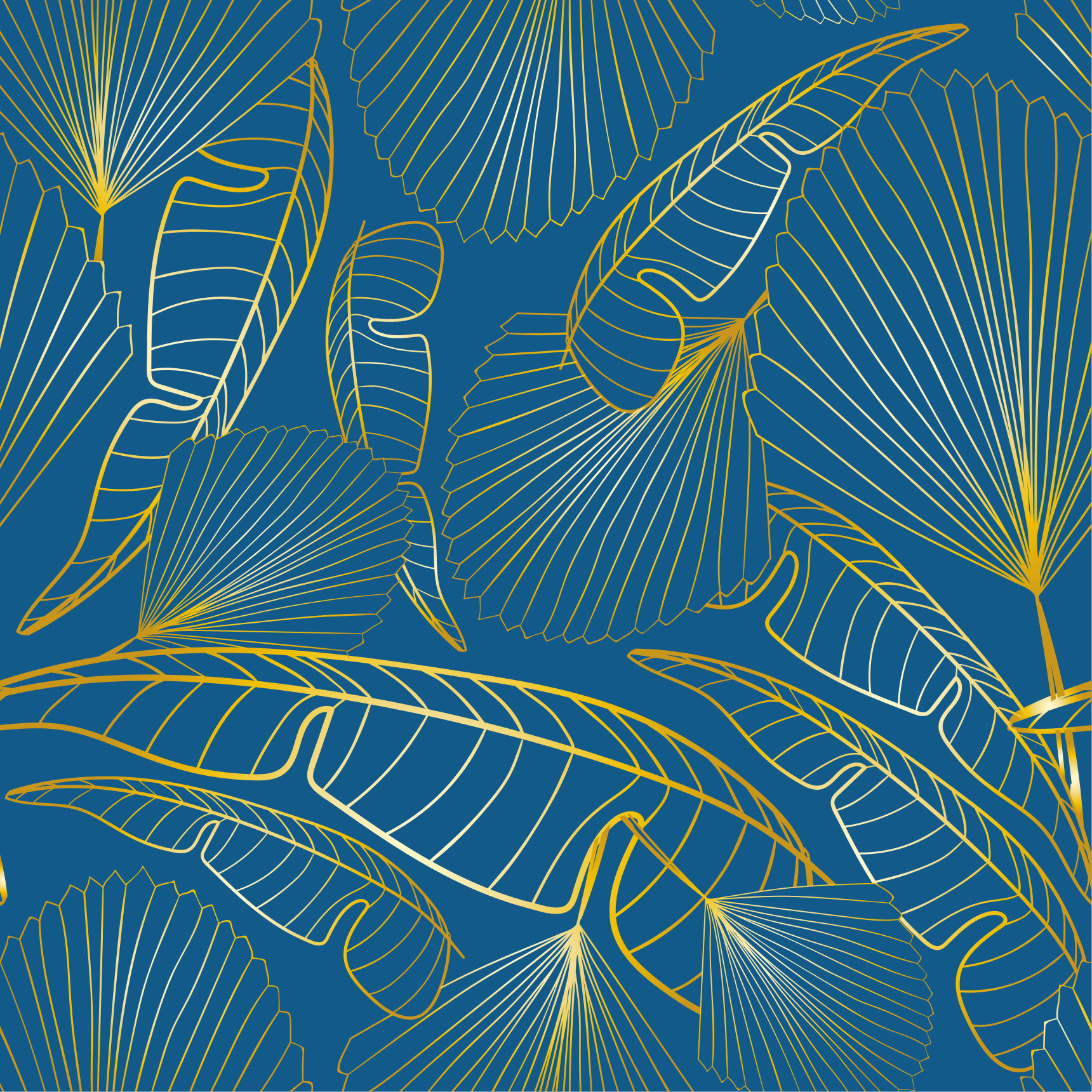 Vinylový koberec s květinami a rostlinami zlaté listy - TenStickers