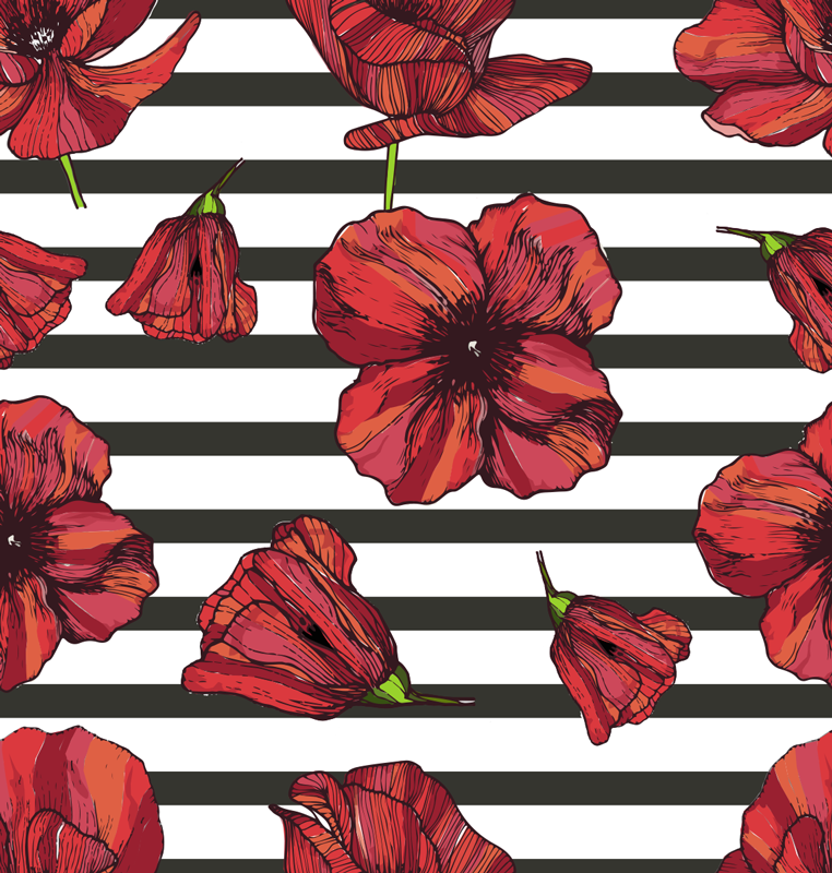 Vinylový koberec s květinami a rostlinami máky - TenStickers