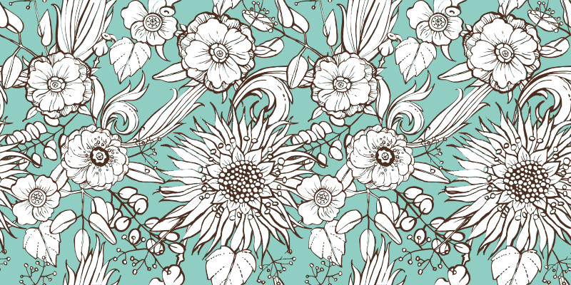 Vinylový koberec s květinami a rostlinami slunečnicový vzor - TenStickers