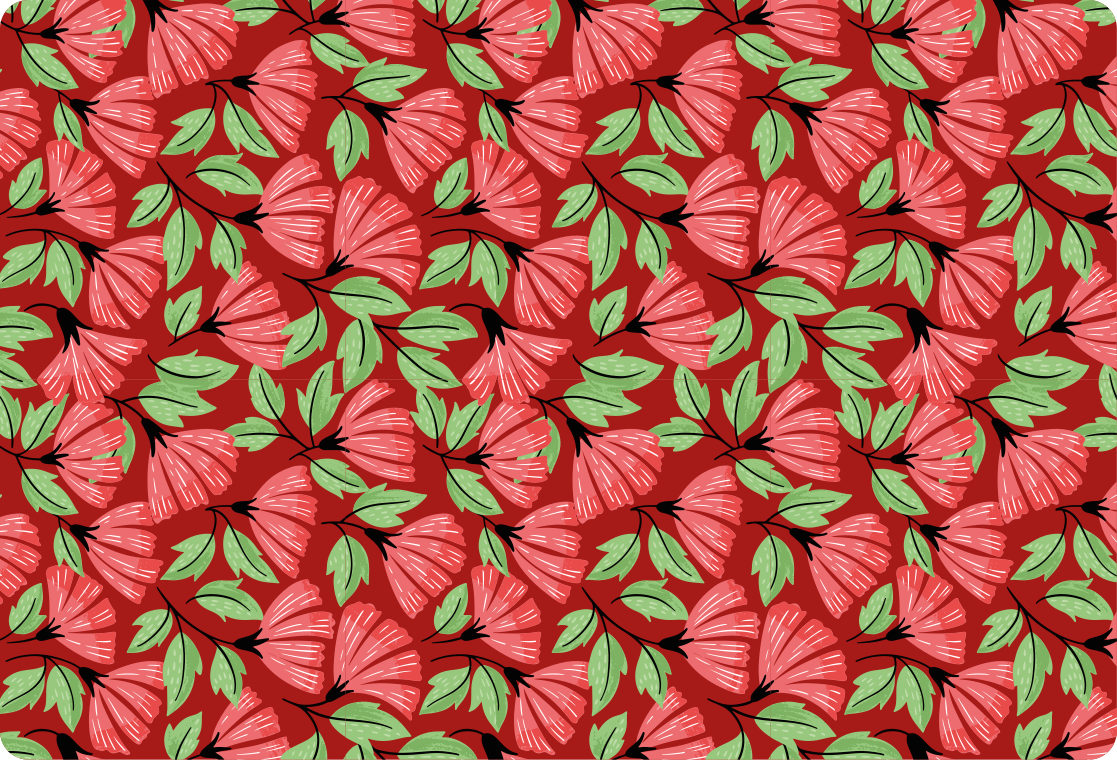 Vinylový koberec s květinami a rostlinami v retro červené - TenStickers