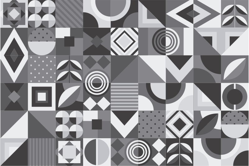 Koupelnový vinylový koberec šedé geometrické dlaždice - TenStickers