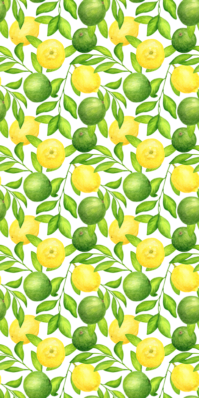 Vinylový koberec s květinami a rostlinami citron a limetka - TenStickers