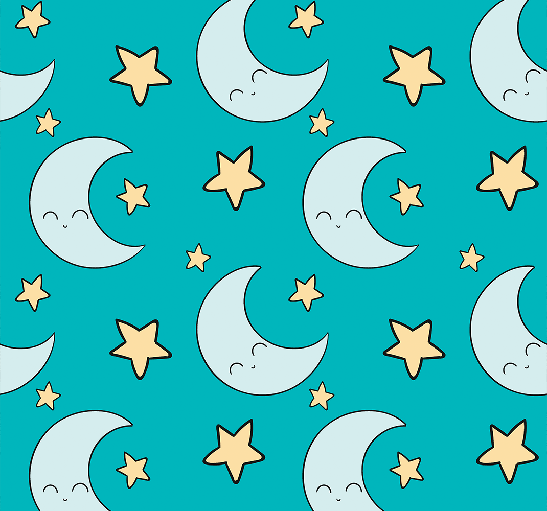 Vinylový koberec s hvězdami a modrými šťastnými lunami - TenStickers