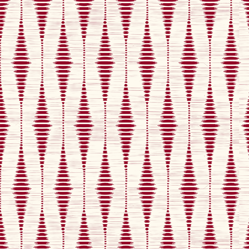 Geometrický vinylový koberec Červený rabaul ikat - TenStickers