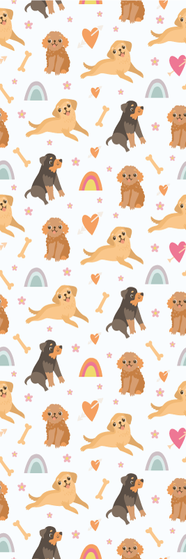 Vinylový koberec do ložnice s roztomilými psy a duhou - TenStickers