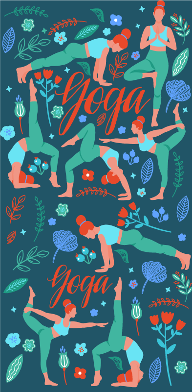 Vinylový koberec do ložnice pro ženy cvičící jógu - TenStickers