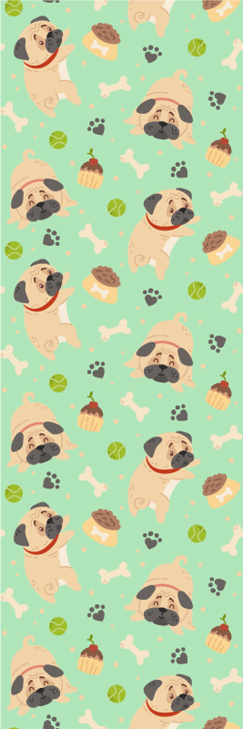 Vinylový koberec do ložnice s tlustým buldokem a kostí - TenStickers