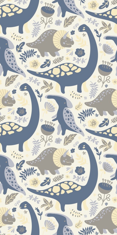Vinylový koberec do ložnice s modrými dinosaury nordic - TenStickers