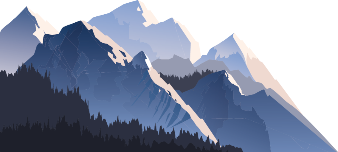 Přírodní vinylový koberec Šedý les s horami a sluncem - TenStickers