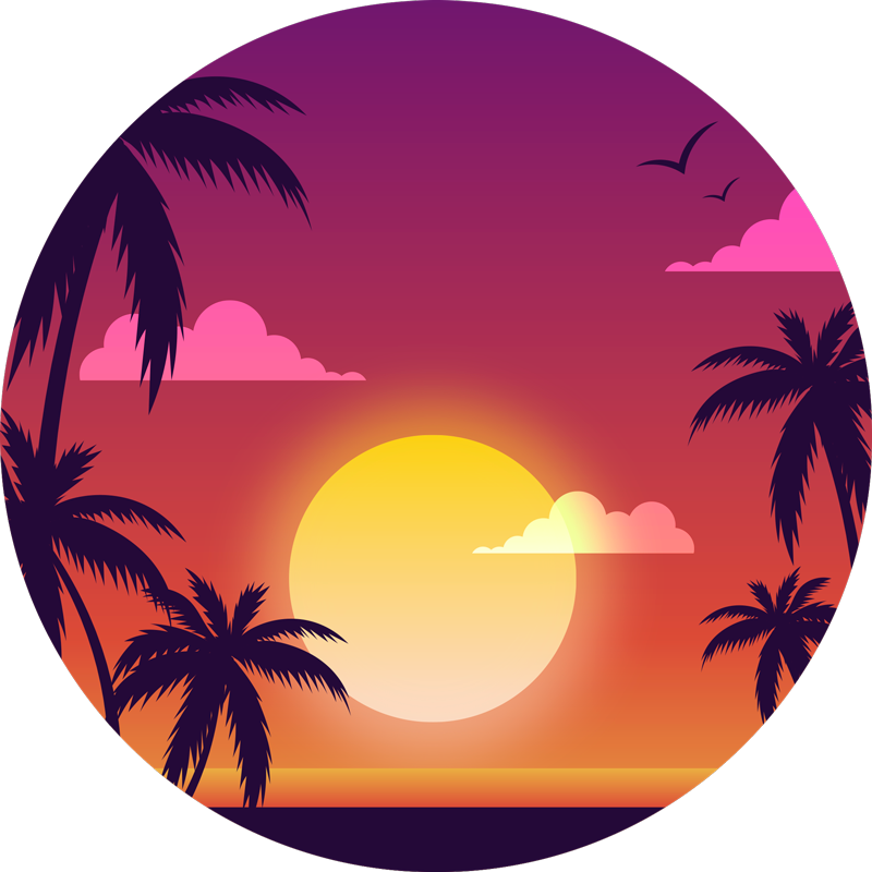 Přírodní vinylový koberec sluneční západ 70. let - TenStickers