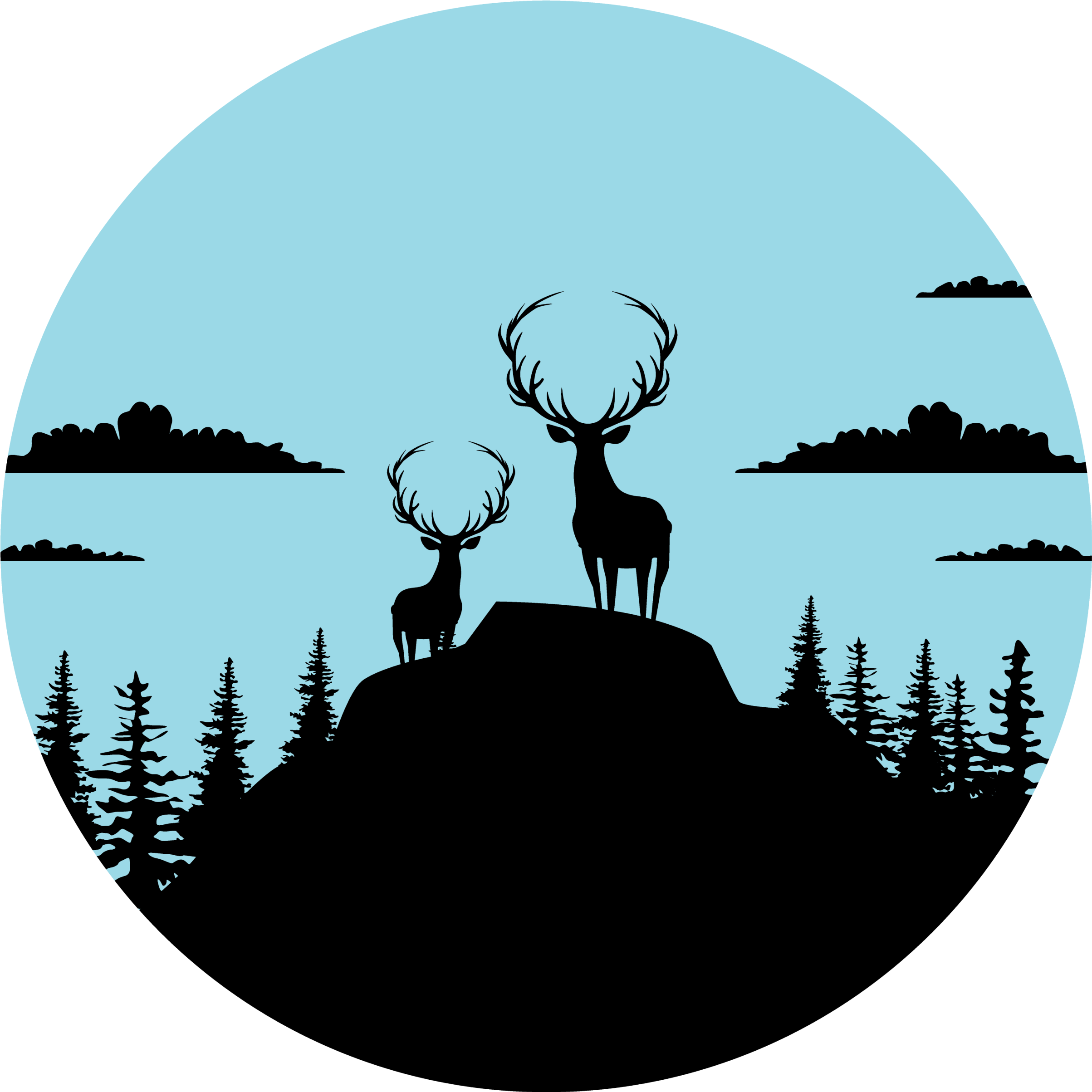 Přírodní vinylový koberec hory s jeleny - TenStickers