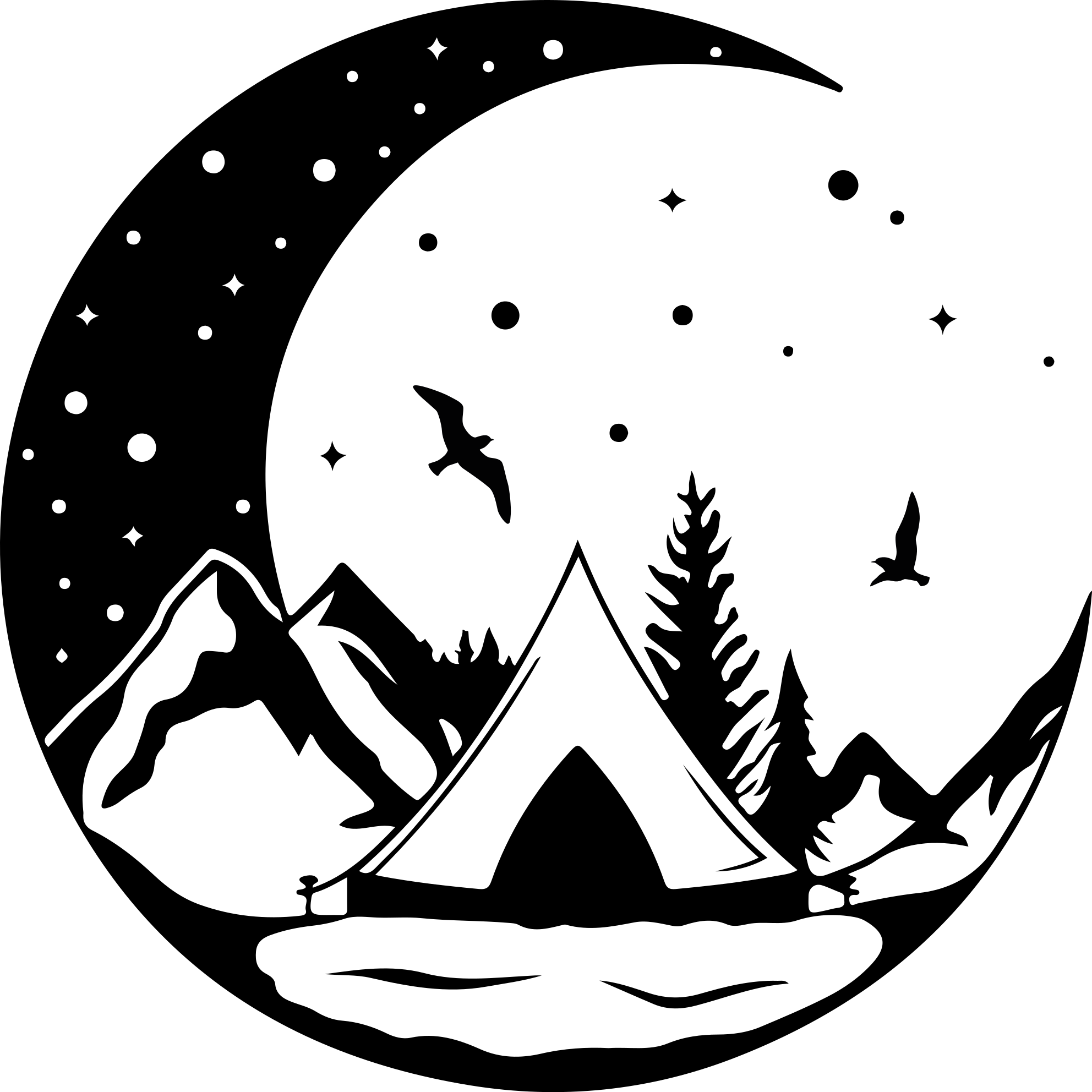 Přírodní vinylový koberec hory a noční měsíc - TenStickers