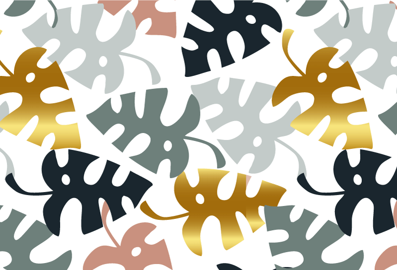 Přírodní vinylový koberec zlaté a barevné listy - TenStickers