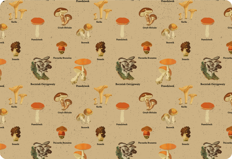 Přírodní vinylový koberec vintage houbové vzory - TenStickers