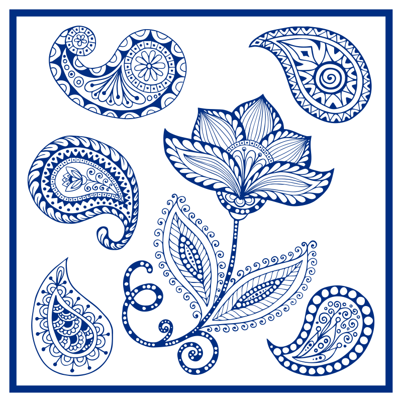 Přírodní vinylový koberec botanický paisley element - TenStickers