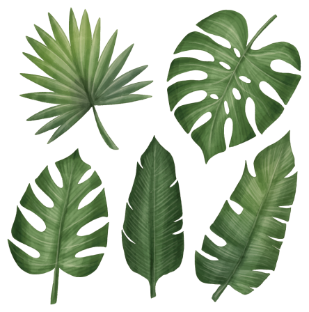 Vinylový koberec s květinami a rostlinami velké zelené listy - TenStickers