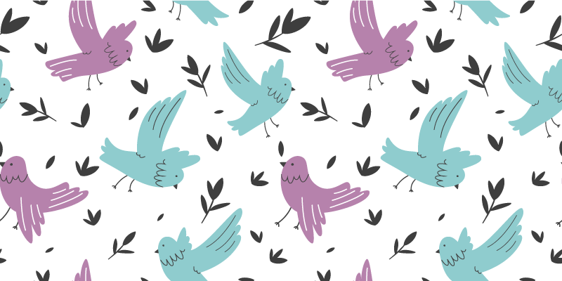 Vinylový koberec s květinami a rostlinami ptáci a rostliny - TenStickers