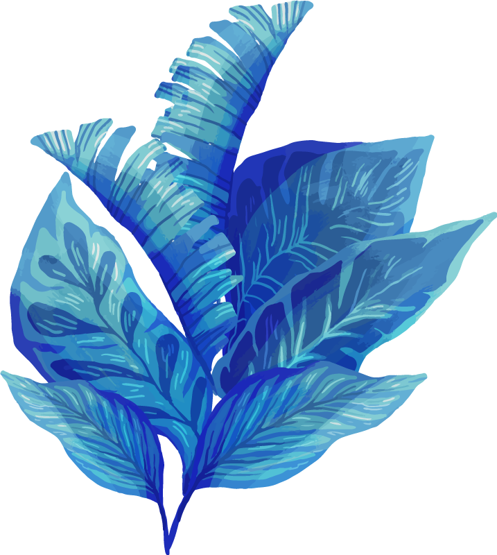 Vinylový koberec s květinami a rostlinami modré listy - TenStickers