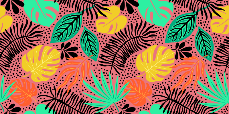 Vinylový koberec s květinami a rostlinami Živé foliáže - TenStickers