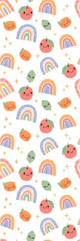 Vinylový koberec do ložnice roztomilé ovoce s obličejem - TenStickers