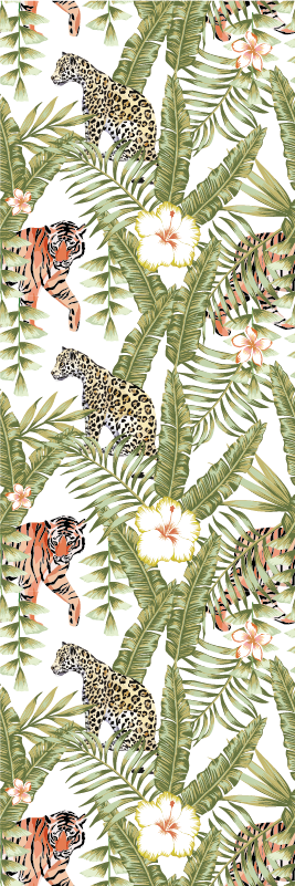 Vinylový koberec do ložnice s tropickými listy leopardů - TenStickers