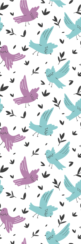 Vinylový koberec do ložnice s ilustrací ptáků a rostlin - TenStickers