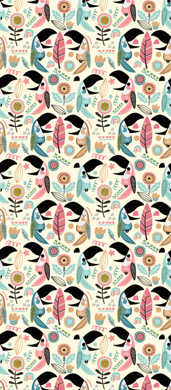 Vinylový koberec do ložnice modré nordické pastelové listy - TenStickers