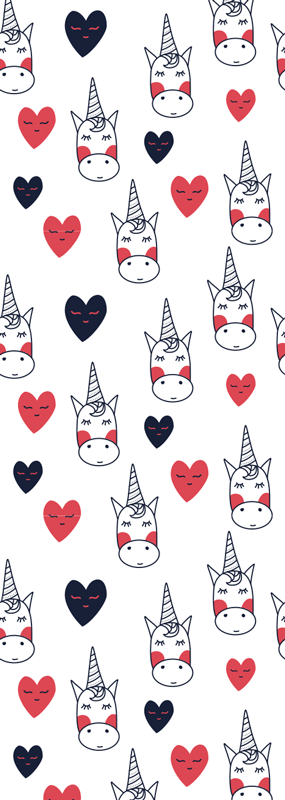 Vinylový koberec do ložnice s jednorožci a srdíčky - TenStickers