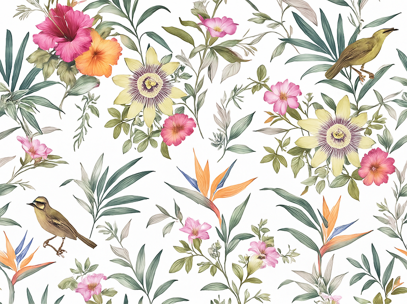 Vinylový koberec do ložnice modrý květinový design - TenStickers