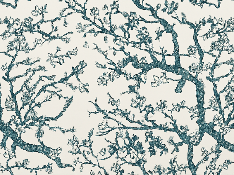 Vinylový koberec do ložnice s designem modrého stromu - TenStickers