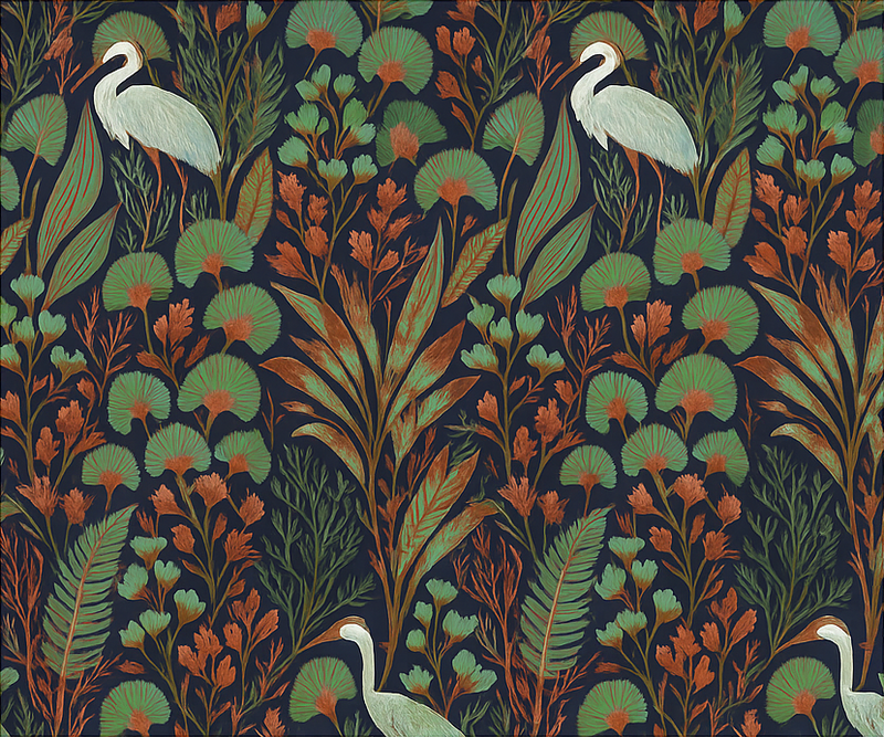 Vinylový koberec do ložnice exotická asijská příroda - TenStickers