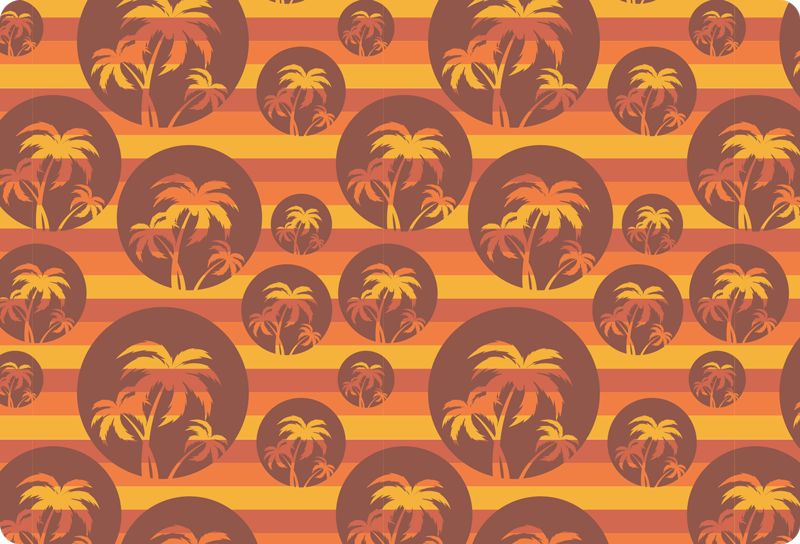 Geometrický vinylový koberec retro západ slunce a palmy - TenStickers