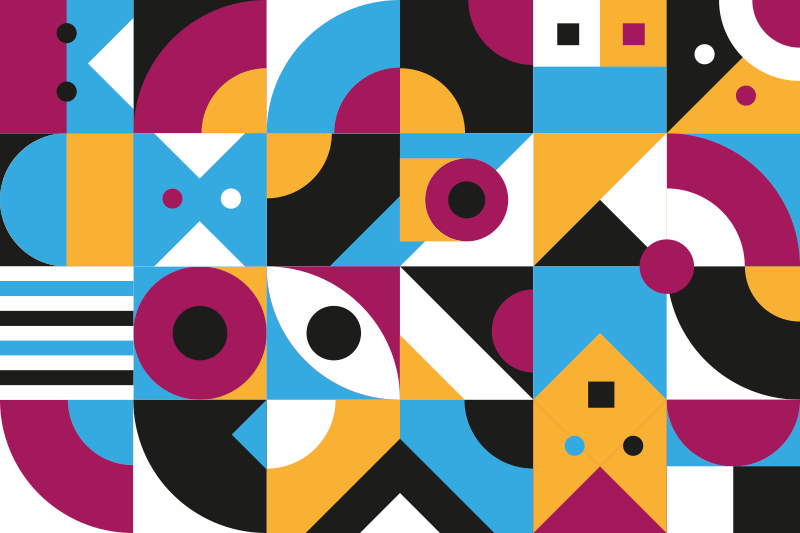 Geometrický vinylový koberec v barevných tvarech - TenStickers