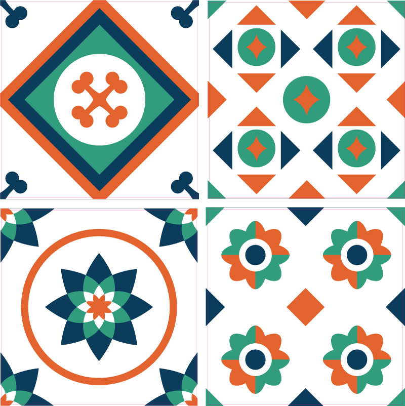 Geometrický vinylový koberec s geometrickými dlaždicemi - TenStickers