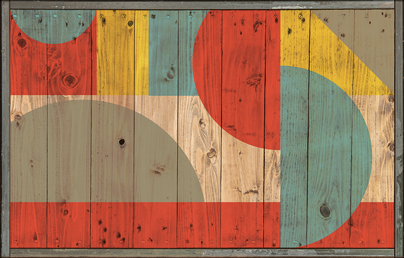 Geometrický vinylový koberec s dřevěnou strukturou - TenStickers