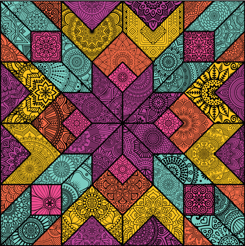 Geometrický vinylový koberec barevné geometrické prvky - TenStickers
