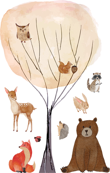 Vinylový koberec pro děti lesní zvířata a stromy - TenStickers