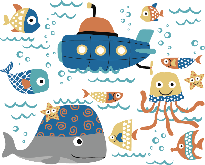 Vinylový koberec pro děti s mořskými motivy - TenStickers