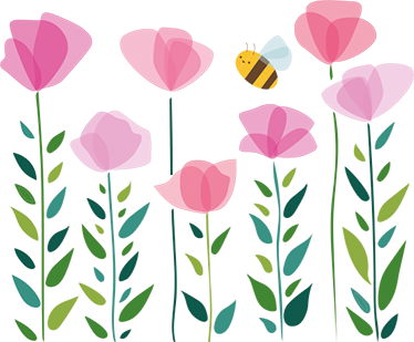 Vinylový koberec pro děti růžové květiny a včela - TenStickers