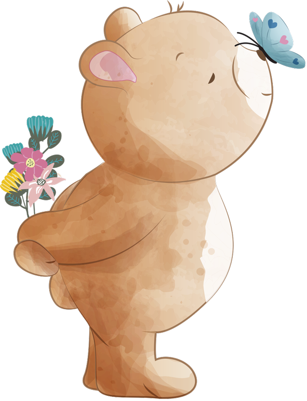 Vinylový koberec pro děti s medvědem a motýlem - TenStickers